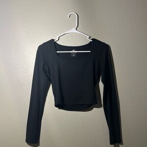 Hollister Black Fitted Crop Bodysuit